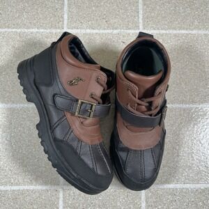 POLO RALPH LAUREN Dover Boys Boots US 5 Buckle Lace Up Rubber Duck Brown